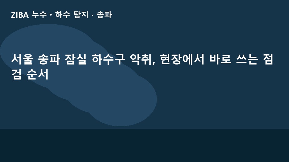 서울 송파 잠실 하수구 악취, 현장에서 바로 쓰는 점검 순서