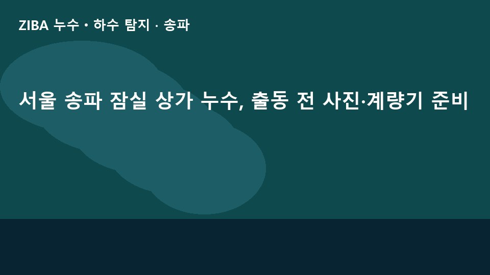 서울 송파 잠실 상가 누수, 출동 전 사진·계량기 준비