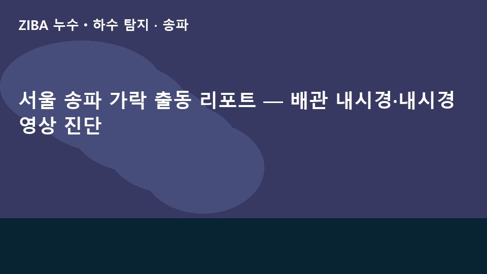 서울 송파 가락 출동 리포트 — 배관 내시경·내시경 영상 진단